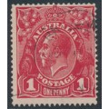 AUSTRALIA - 1916 1d scarlet-red [aniline] KGV (shade = G18), used – ACSC # 71I