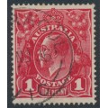 AUSTRALIA - 1916 1d deep scarlet-red [aniline] KGV (shade = G18), used – ACSC # 71I
