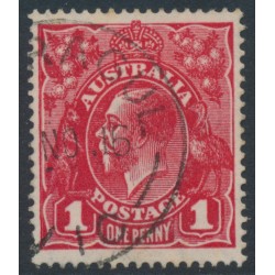 AUSTRALIA - 1916 1d deep scarlet-red [aniline] KGV (shade = G18), used – ACSC # 71I