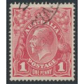 AUSTRALIA - 1917 1d rose KGV (shade = G21), used – ACSC # 71K