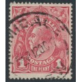 AUSTRALIA - 1917 1d rose-carmine KGV (shade = G22), used – ACSC # 71L