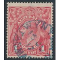AUSTRALIA - 1917 1d rose-carmine KGV (shade = G22), used – ACSC # 71L