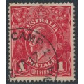 AUSTRALIA - 1916 1d deep scarlet-red [aniline] KGV (shade = G60), used – ACSC # 72A