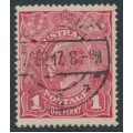 AUSTRALIA - 1917 1d pale carmine [aniline] KGV (shade = G62), used – ACSC # 72C