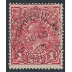 AUSTRALIA - 1918 1d brownish red KGV (shade = G75), used – ACSC # 72N