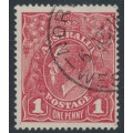 AUSTRALIA - 1918 1d brownish red KGV (shade = G75), used – ACSC # 72N