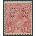 AUSTRALIA - 1917 1d brownish rose KGV (G23½), perf. OS, MH – ACSC # 71Mbb