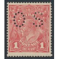 AUSTRALIA - 1915 1d reddish pink KGV (shade = G15), perf. OS, MH – ACSC # 71Fbb