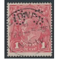 AUSTRALIA - 1915 1d reddish pink KGV (shade = G15), perf. OS, used – ACSC # 71Fbb