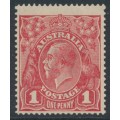AUSTRALIA - 1916 1d pale scarlet-red [aniline, thin paper] KGV (G19), MH – ACSC # 71J