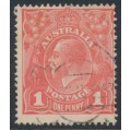 AUSTRALIA - 1917 1d deep salmon eosin KGV (shade = G27), used – ACSC # 71S