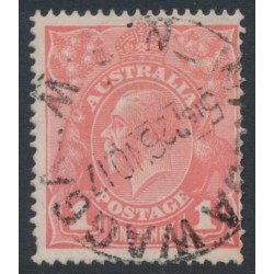 AUSTRALIA - 1917 1d deep pink salmon eosin KGV (shade = G27A), used – ACSC # 71SA