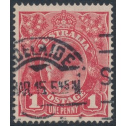 AUSTRALIA - 1915 1d red KGV (G16), 'flaw on frame behind Emu' [IV/46], used – ACSC # 71E(2)n