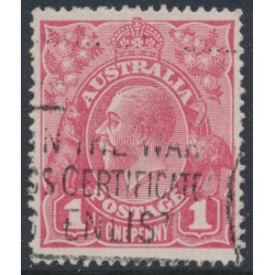 AUSTRALIA - 1918 1d red KGV (G30), 'RA joined' [VII/60], used – ACSC # 71V(4)j
