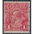 AUSTRALIA - 1916 1d red KGV (G18), 'notch in NW corner' [VI/40], used – ACSC # 71I(3)p