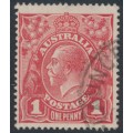 AUSTRALIA - 1917 1d red KGV (G22), 'flaw under King's neck' [VII/37], used – ACSC # 71L(4)h