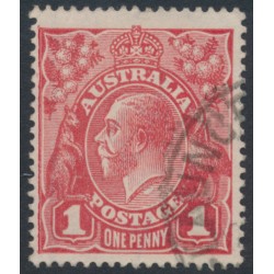 AUSTRALIA - 1917 1d red KGV (G22), 'flaw under King's neck' [VII/37], used – ACSC # 71L(4)h