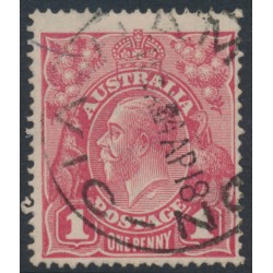 AUSTRALIA - 1918 1d red KGV (G30), 'flaw under King's neck' [VII/37], used – ACSC # 71V(4)h