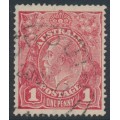 AUSTRALIA - 1917 1d red KGV (G62), 'flaw under King's neck' [VII/37], used – ACSC # 72C(4)h