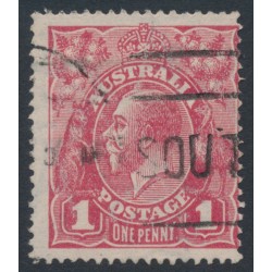 AUSTRALIA - 1919 1d red KGV (LMWM, G106), 'thin ONE PENNY' [VIII/14], used – ACSC # 74C(4)l