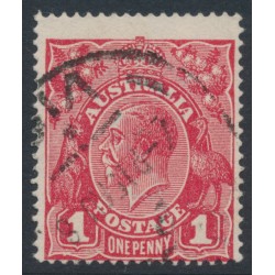 AUSTRALIA - 1918 1d red (die III) KGV (G109), 'flaw in lower frame', used – ACSC # 75Af