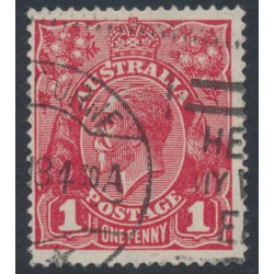 AUSTRALIA - 1918 1d red (die III) KGV (G110), 'white flaw on S', used – ACSC # 75Bm