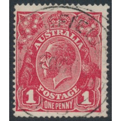 AUSTRALIA - 1918 1d red (die III) KGV (G109), 'white flaw on S', used – ACSC # 75Am