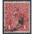 AUSTRALIA - 1918 1d red-brown KGV (G76), 'notch at upper left' [II/28], used – ACSC # 72O(1)h