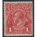 AUSTRALIA - 1915 1d red KGV (G17), 'dot before 1' [VI/21], MH – ACSC # 72G(3)m