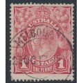 AUSTRALIA - 1917 1d crimson KGV (G23), dry ink, used – ACSC # 71Nca