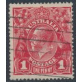 AUSTRALIA - 1916 1d red KGV (G19), 'rusted cliché' [IV/34], used – ACSC # 71J(2)j