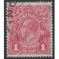 AUSTRALIA - 1918 1d red KGV (LMWM, G101), 'notch in left frame' [V/1], used – ACSC # 73A(3)d