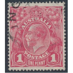 AUSTRALIA - 1918 1d red KGV (LMWM, G101), 'notch in left frame' [V/1], used – ACSC # 73A(3)d