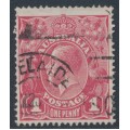 AUSTRALIA - 1919 1d red KGV (LMWM, G106), 'break at upper left' [V/31], used – ACSC # 74C(3)h