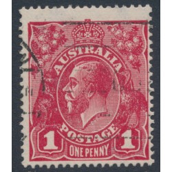 AUSTRALIA - 1919 1d red KGV (LMWM, G107), 'notch in NW corner' [VI/40], used – ACSC # 74D(3)p