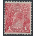 AUSTRALIA - 1917 1d red KGV (G63), 'flaw under King's neck' [VII/37], MH – ACSC # 72D(4)h