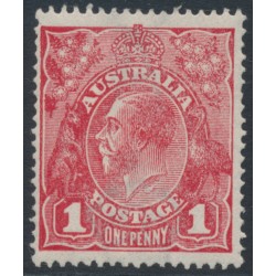 AUSTRALIA - 1917 1d red KGV (G63), 'flaw under King's neck' [VII/37], MH – ACSC # 72D(4)h