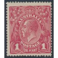 AUSTRALIA - 1918 1d red KGV, die II substituted cliché [IV/34], MNG – ACSC # 71V(2)ja