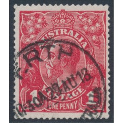 AUSTRALIA - 1918 1d red (die III) KGV (G111), 'notch in right frame', used – ACSC # 75Cd