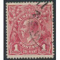 AUSTRALIA - 1918 1d red KGV (G30), 'saddle on Emu' [I/36], used – ACSC # 71V(1)e