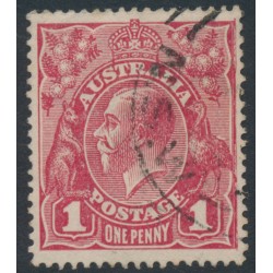 AUSTRALIA - 1918 1d red KGV (G30), 'saddle on Emu' [I/36], used – ACSC # 71V(1)e