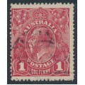 AUSTRALIA - 1918 1d red KGV (G74), 'rusted TRC' [III/29], used – ACSC # 72Q(2)e