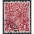 AUSTRALIA - 1918 1d red KGV (G31), 'line under RVT' [III/42], used – ACSC # 71Y(2)g