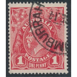 AUSTRALIA - 1914 1d red KGV (G10), 'thin G' [IV/40], used – ACSC # 71A(2)l