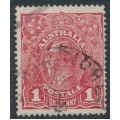 AUSTRALIA - 1918 1d red KGV (G72), 'thin G' [IV/40], used – ACSC # 72M(2)l