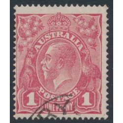 AUSTRALIA - 1918 1d red KGV (G30), 'damaged right frame’ [V/30], used – ACSC # 71V(3)g
