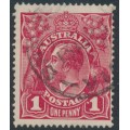 AUSTRALIA - 1920 1d red KGV (G33), 'dot before 1' [VI/21], used – ACSC # 71Z(3)m