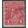 AUSTRALIA - 1916 1d red KGV (G61), 'dot before 1' [VI/21], used – ACSC # 72B(3)m