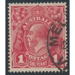 AUSTRALIA - 1915 1d red KGV (G16), 'thinned left frame' [VI/22], used – ACSC # 71E(3)n