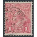 AUSTRALIA - 1918 1d red KGV (G30), 'wattle line' [VII/31], used – ACSC # 71V(4)f